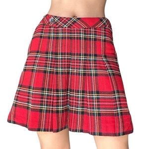 Vintage pleated school girl plaid skirt